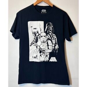 Black‎ Star Wars Short-Sleeved Tee Shirt Darth Vader Boba Fett Storm Trooper Med